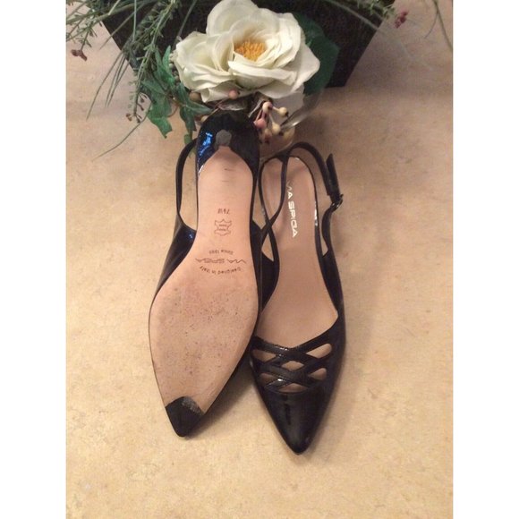 VIA SPIGA CUCIO Black Patent Leather Slingback Kitten Loafer US7.5 EUC! $279 - Picture 9 of 9